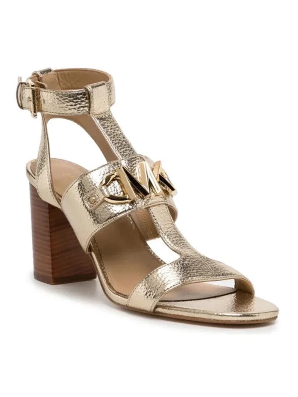 Michael Kors Izzy Metallic Gold Leather Sandals - Picture 1 of 3